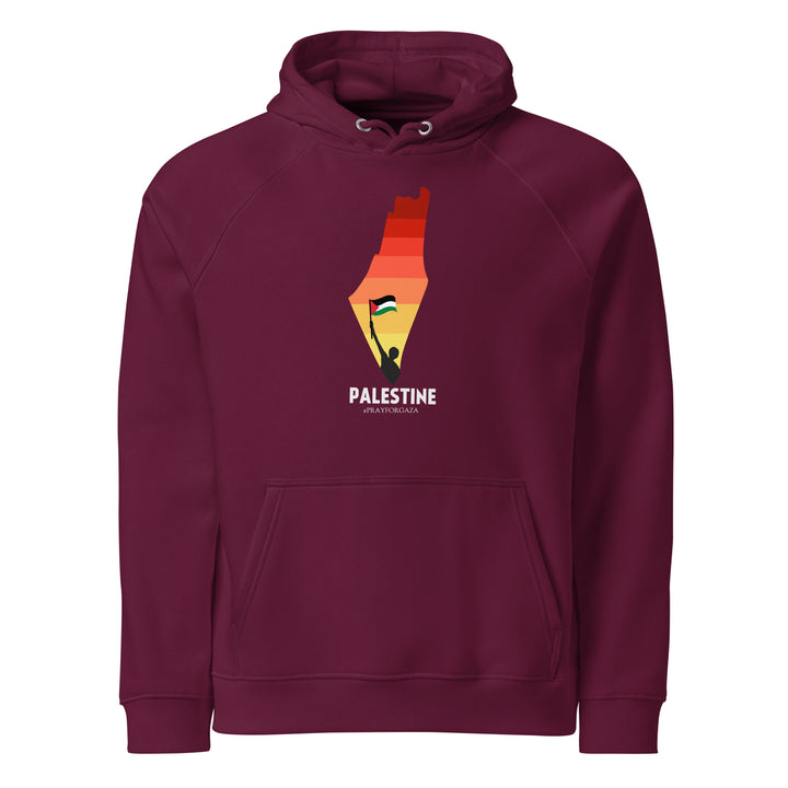 Palestine Map - Men’s Eco Raglan Hoodie, Eco Raglan Hoodie Burgundy