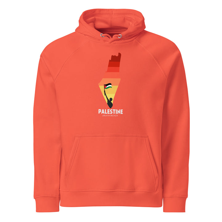 Palestine Map - Men’s Eco Raglan Hoodie, Eco Raglan Hoodie Burnt Orange