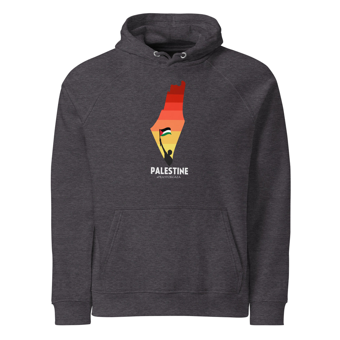 Palestine Map - Men’s Eco Raglan Hoodie, Eco Raglan Hoodie Charcoal Melange