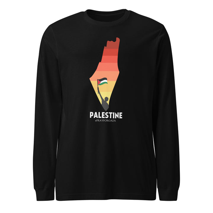 Palestine Map - Men’s Long Sleeve Shirt, Black