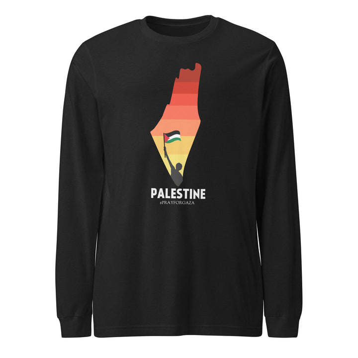 Palestine Map - Men’s Long Sleeve Shirt, Black Heather
