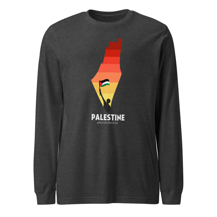 Palestine Map - Men’s Long Sleeve Shirt, Dark Grey Heather