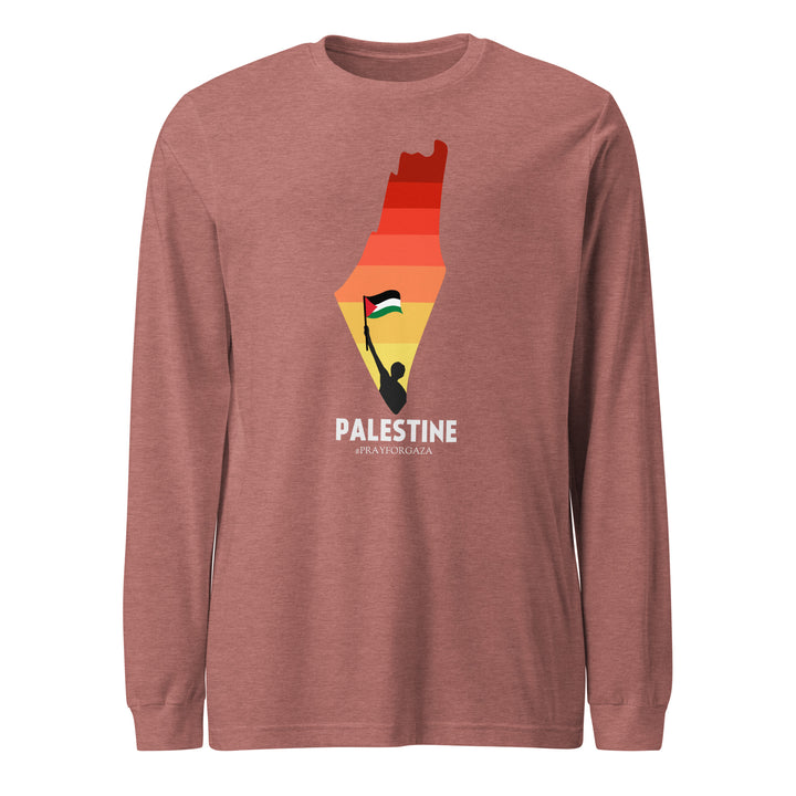 Palestine Map - Men’s Long Sleeve Shirt, Heather Mauve