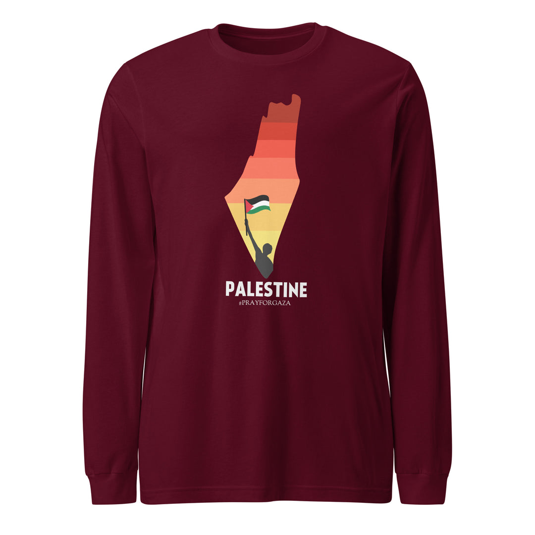 Palestine Map - Men’s Long Sleeve Shirt, Maroon