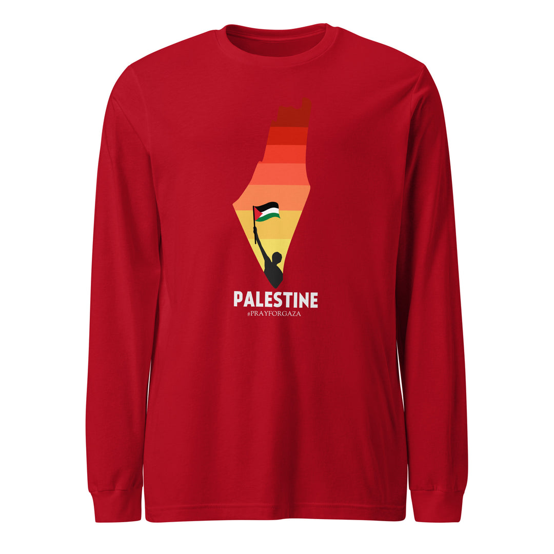 Palestine Map - Men’s Long Sleeve Shirt, Red