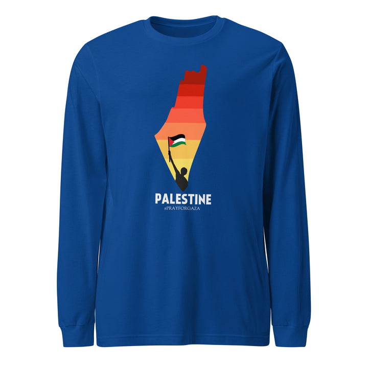 Palestine Map - Men’s Long Sleeve Shirt, True Royal