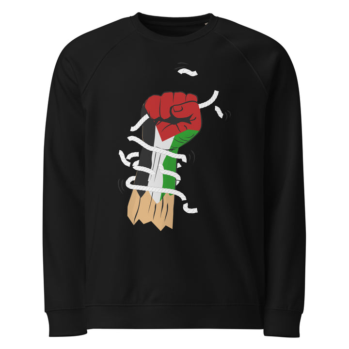 Palestine Hand - Women’s Organic Raglan Sweatshirt, Black