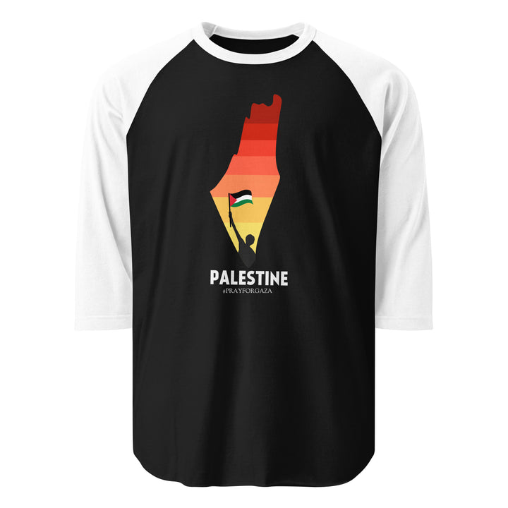 Palestine Map - Men’s ¾ Sleeve Raglan Shirt, 34 Sleeve Raglan Shirt Black White