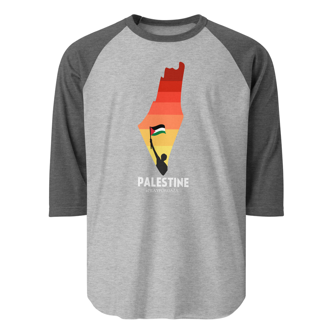 Palestine Map - Men’s ¾ Sleeve Raglan Shirt, 34 Sleeve Raglan Shirt Heather Grey Heather Charcoal
