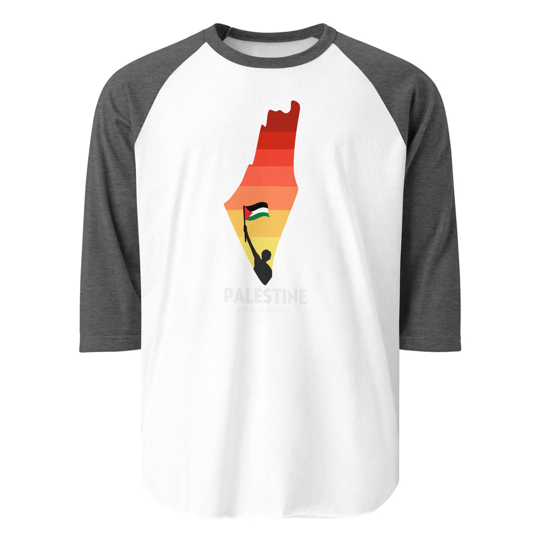 Palestine Map - Men’s ¾ Sleeve Raglan Shirt, 34 Sleeve Raglan Shirt White Heather Charcoal