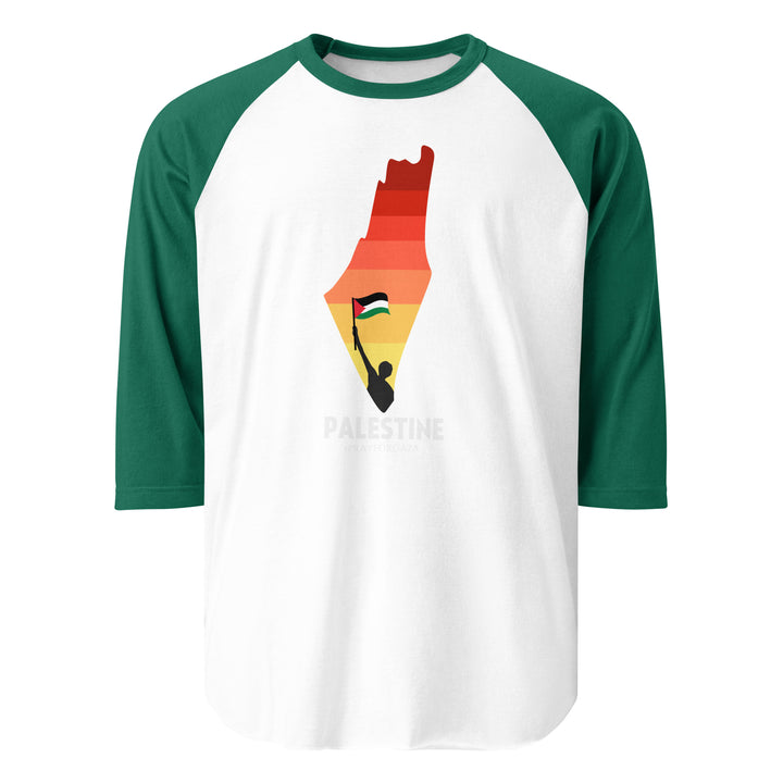 Palestine Map - Men’s ¾ Sleeve Raglan Shirt, 34 Sleeve Raglan Shirt White Kelly