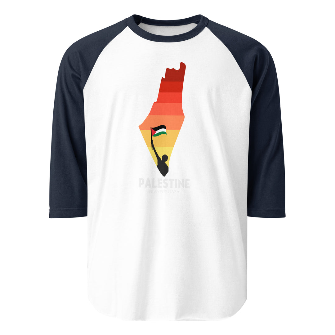 Palestine Map - Men’s ¾ Sleeve Raglan Shirt, 34 Sleeve Raglan Shirt White Navy