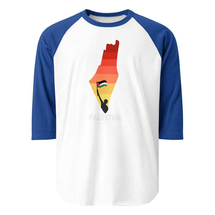 Palestine Map - Men’s ¾ Sleeve Raglan Shirt, 34 Sleeve Raglan Shirt White Royal