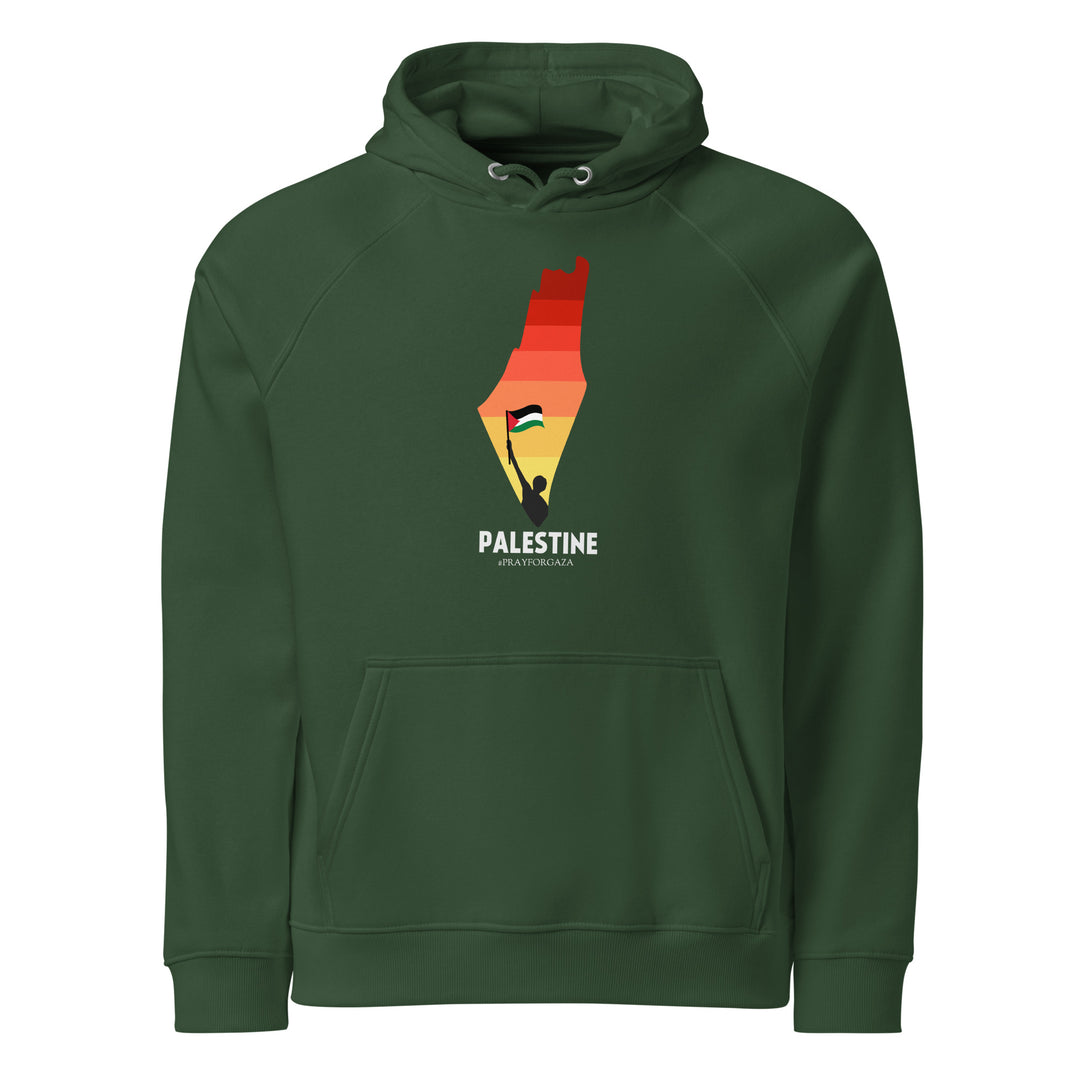 Palestine Map - Women’s Eco Raglan Hoodie, Eco Raglan Hoodie Bottle Green