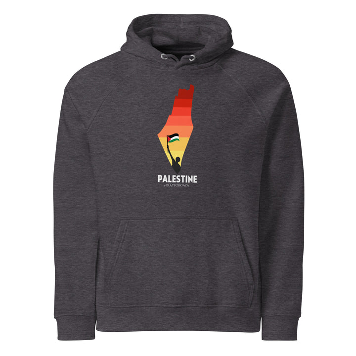Palestine Map - Women’s Eco Raglan Hoodie, Eco Raglan Hoodie Charcoal Melange