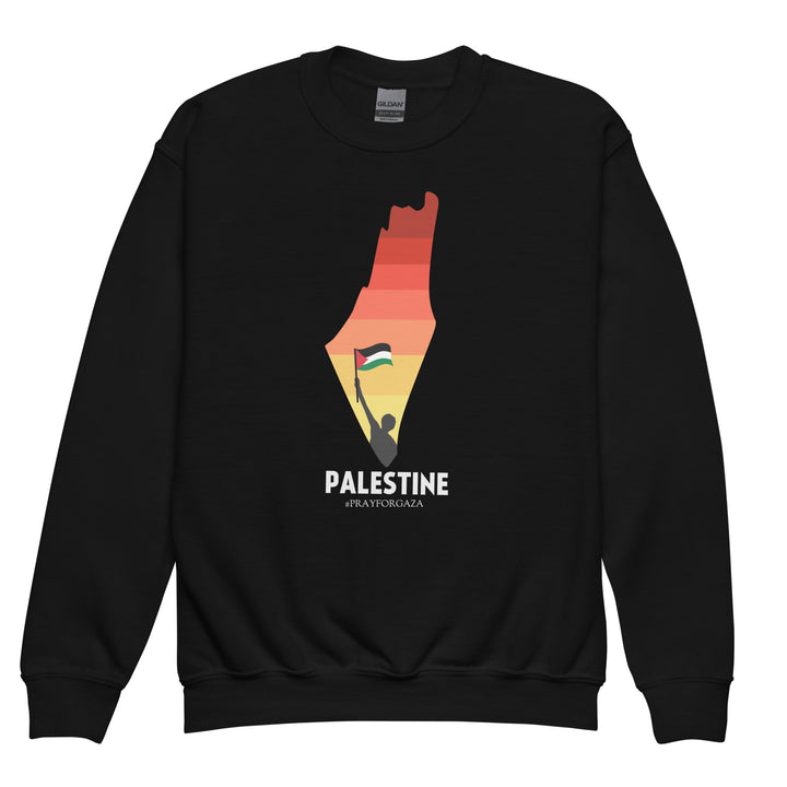 Palestine Map - Youth Crewneck Sweatshirt, Black