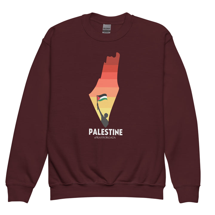 Palestine Map - Youth Crewneck Sweatshirt, Maroon