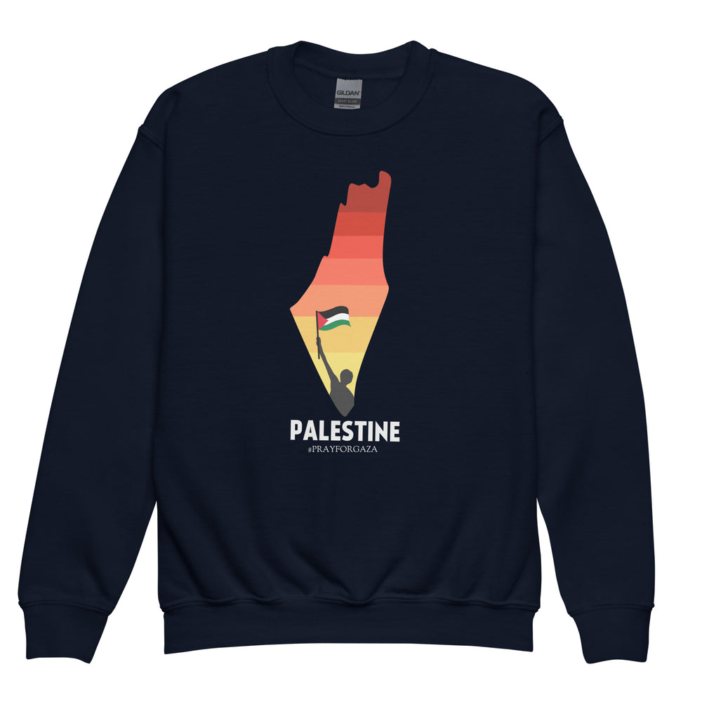 Palestine Map - Youth Crewneck Sweatshirt, Navy