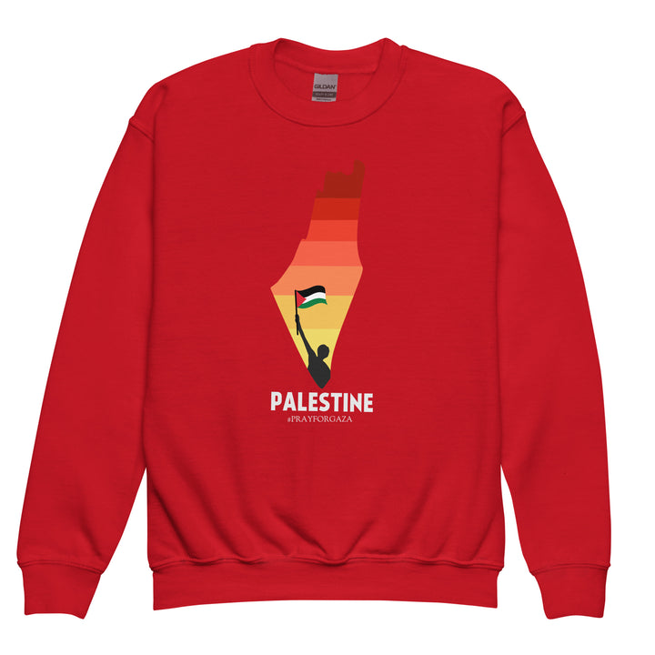 Palestine Map - Youth Crewneck Sweatshirt, Red