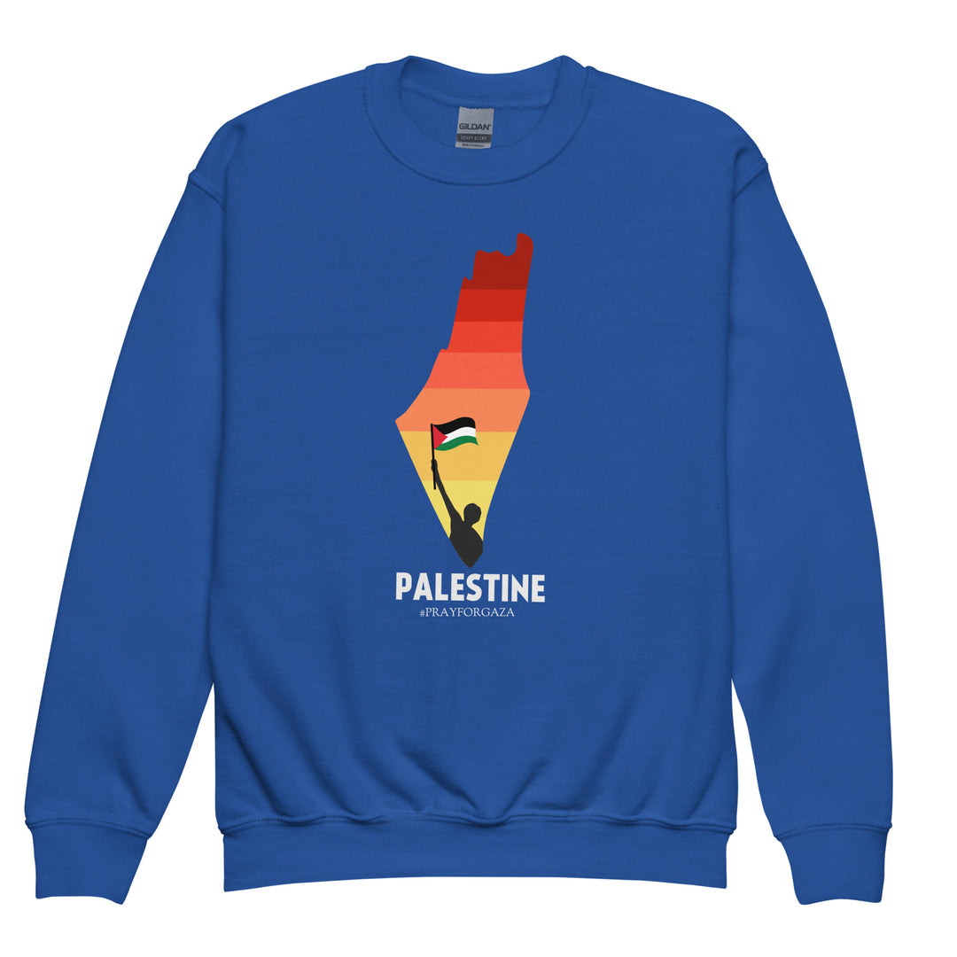 Palestine Map - Youth Crewneck Sweatshirt, Royal