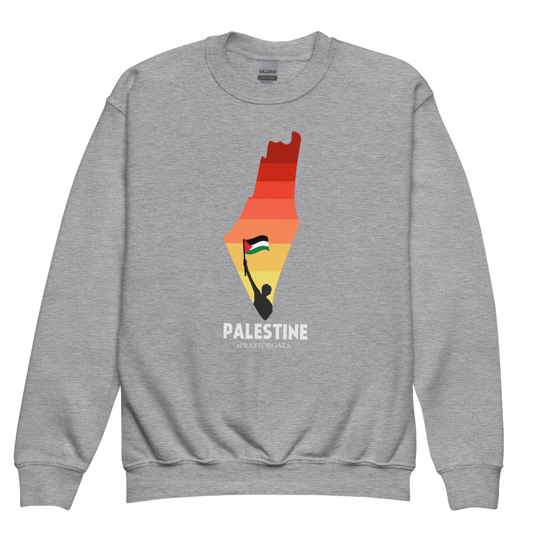 Palestine Map - Youth Crewneck Sweatshirt, Sport Grey