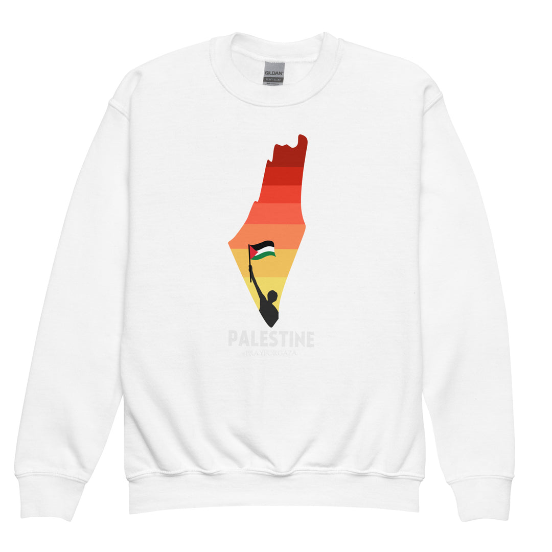 Palestine Map - Youth Crewneck Sweatshirt, White