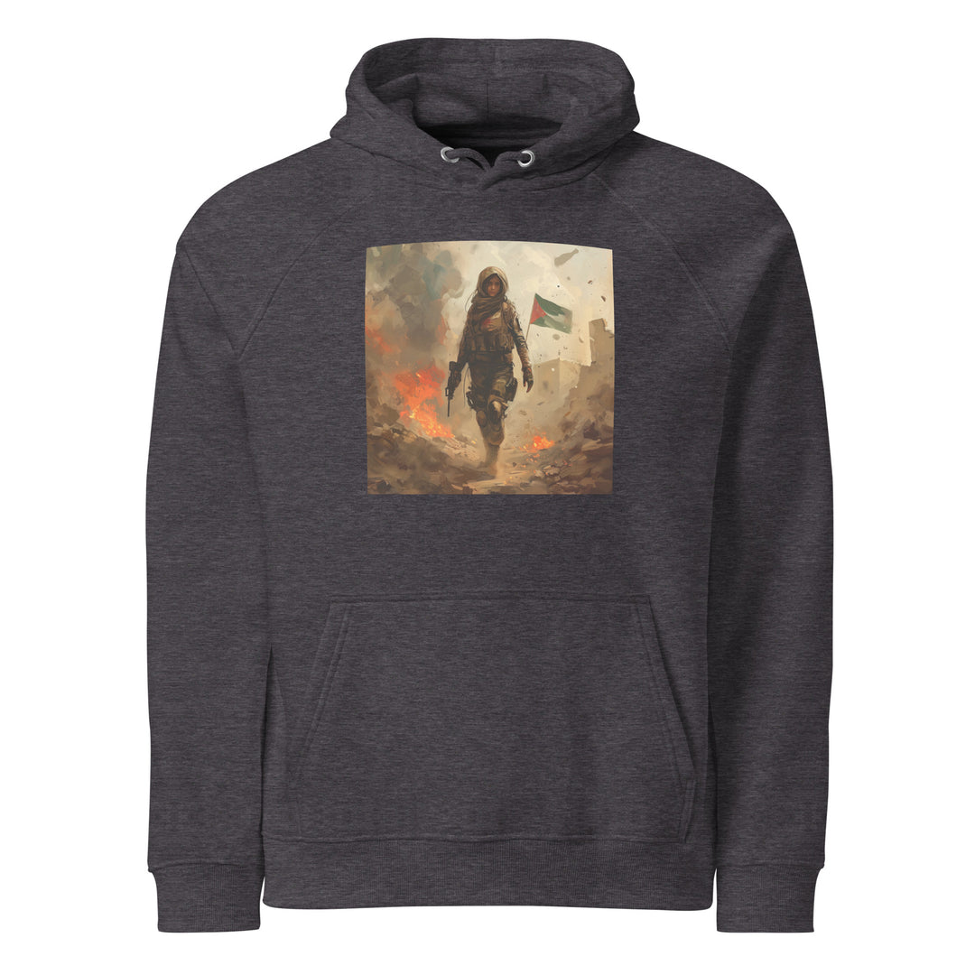 Palestine Resistance - Men’s Eco Raglan Hoodie, Eco Raglan Hoodie Charcoal Melange
