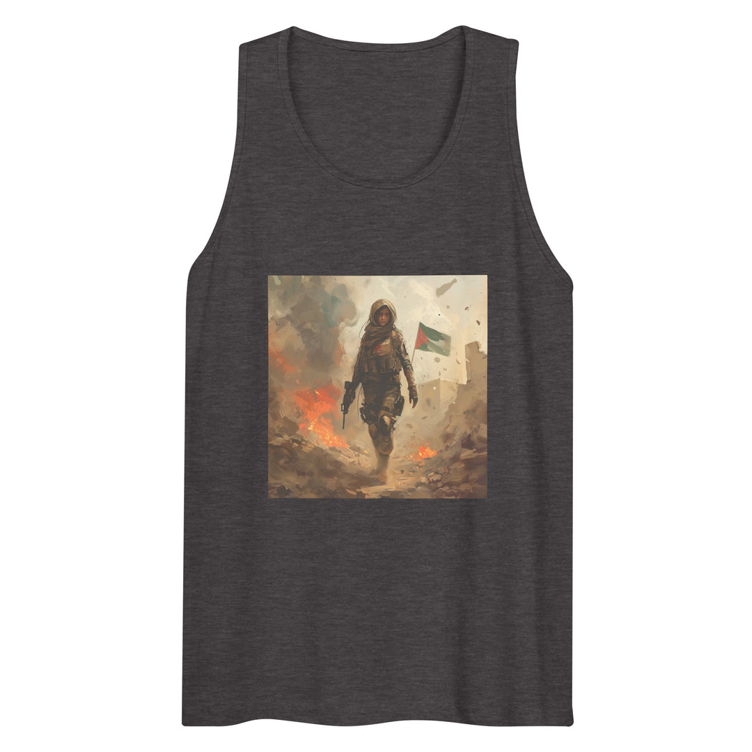 Palestine Resistance - Men’s Premium Tank Top, Mens Premium Tank Top Charcoal Heather