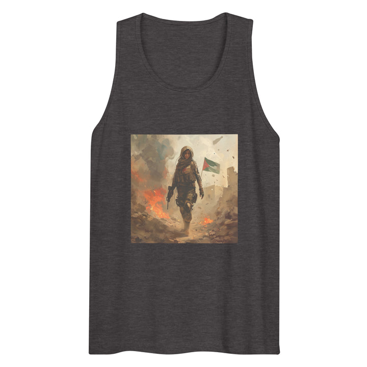 Palestine Resistance - Men’s Premium Tank Top, Mens Premium Tank Top Charcoal Heather