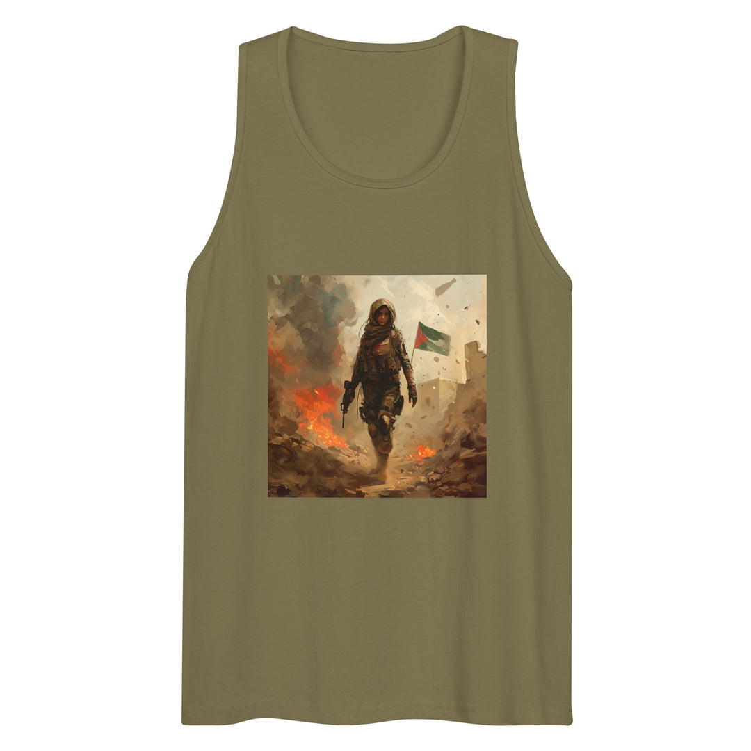 Palestine Resistance - Men’s Premium Tank Top, Mens Premium Tank Top Military Green