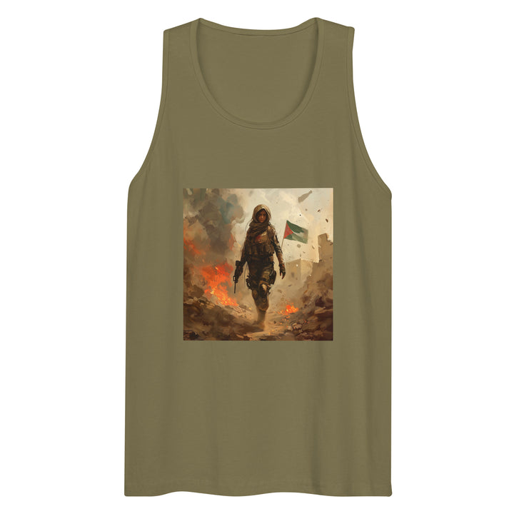 Palestine Resistance - Men’s Premium Tank Top, Mens Premium Tank Top Military Green