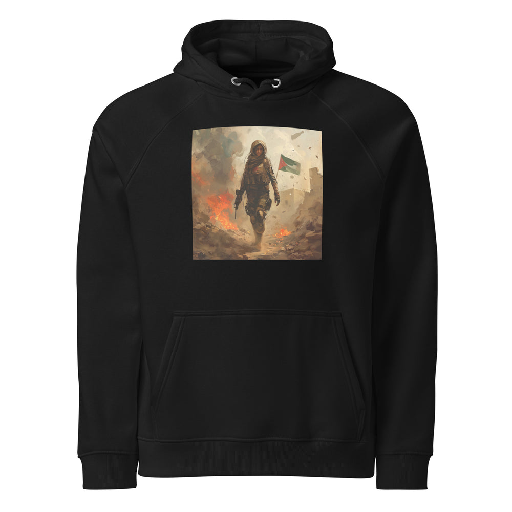 Palestine Resistance - Women’s Eco Raglan Hoodie, Eco Raglan Hoodie Black