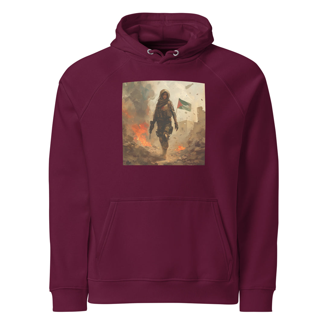 Palestine Resistance - Women’s Eco Raglan Hoodie, Eco Raglan Hoodie Burgundy