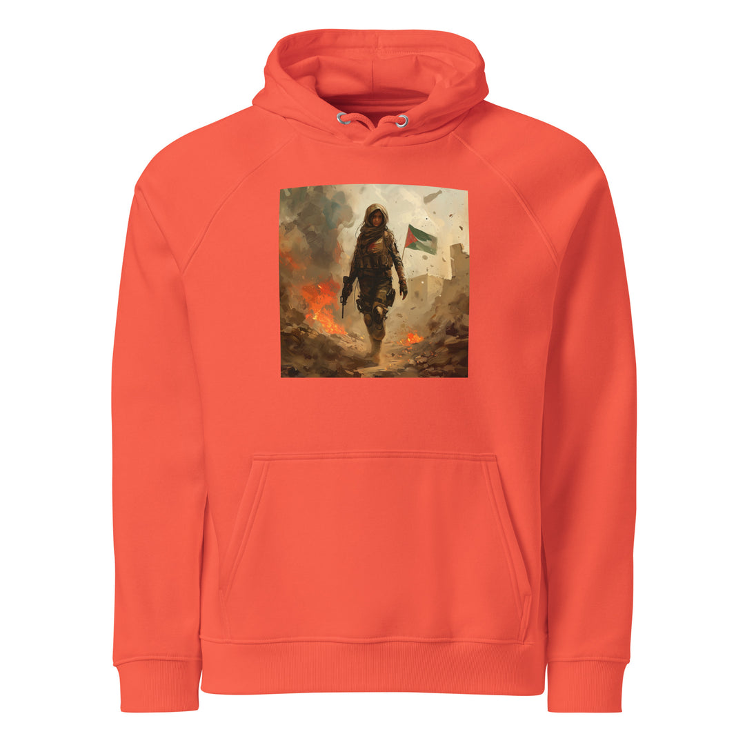 Palestine Resistance - Women’s Eco Raglan Hoodie, Eco Raglan Hoodie Burnt Orange