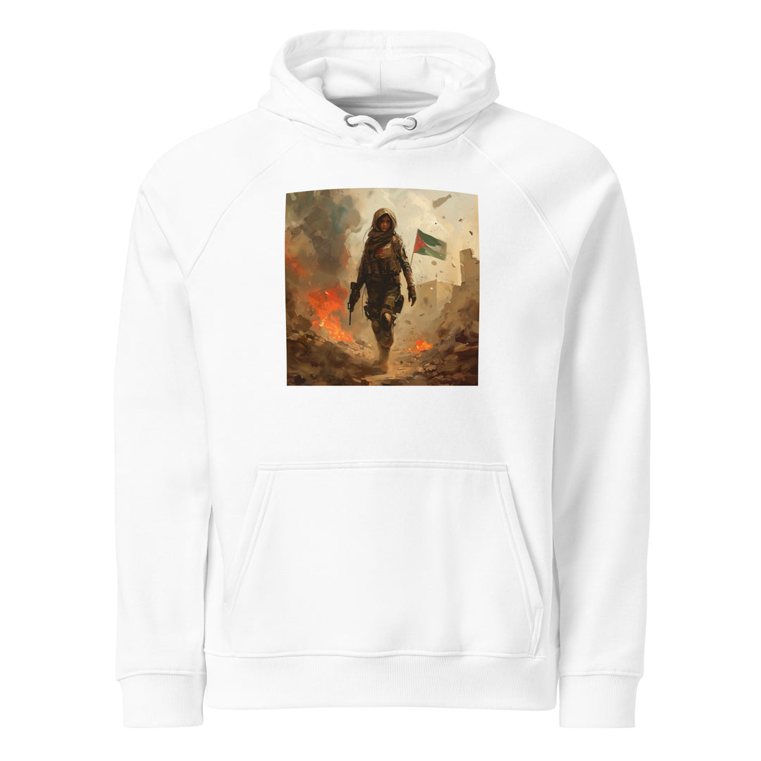 Palestine Resistance - Women’s Eco Raglan Hoodie, Eco Raglan Hoodie White