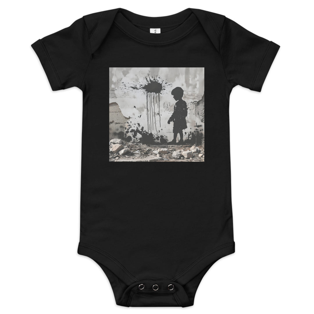 Palestine Wall - Baby Short Sleeve One Piece, Black