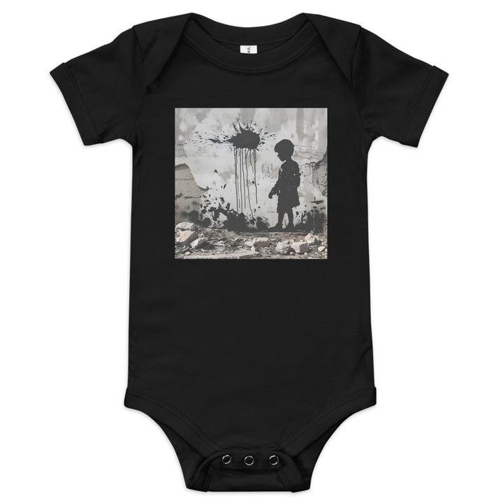 Palestine Wall - Baby Short Sleeve One Piece, Black