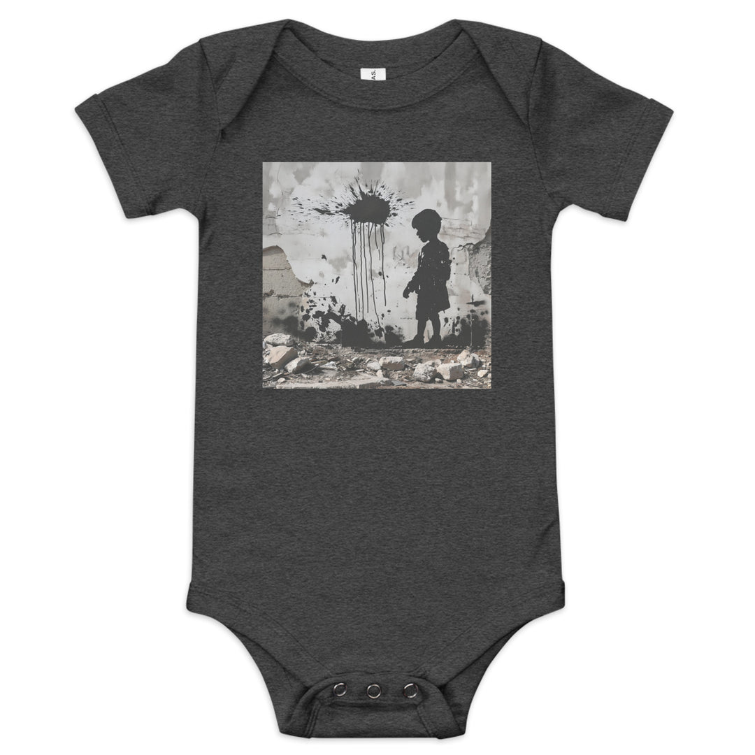 Palestine Wall - Baby Short Sleeve One Piece, Dark Grey Heather