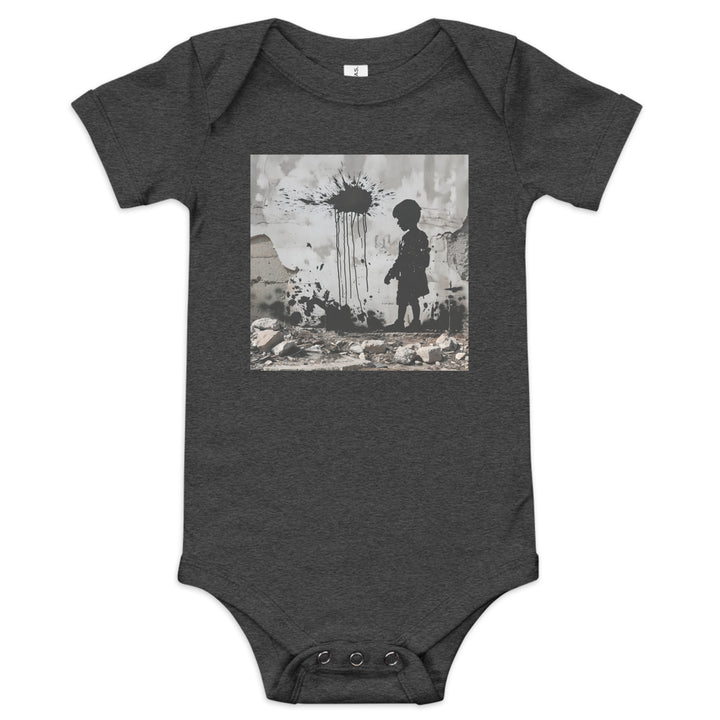 Palestine Wall - Baby Short Sleeve One Piece, Dark Grey Heather