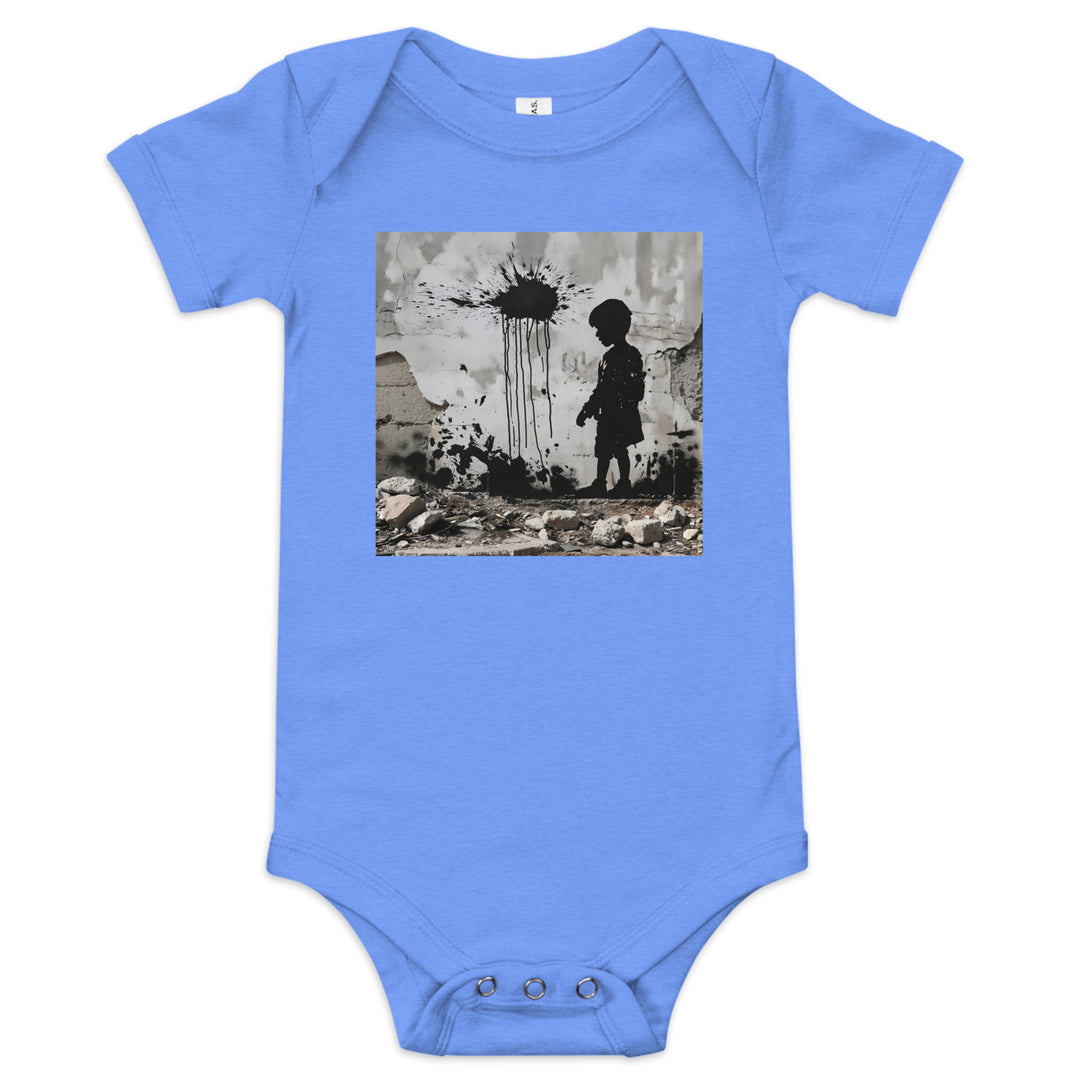 Palestine Wall - Baby Short Sleeve One Piece, Heather Columbia Blue