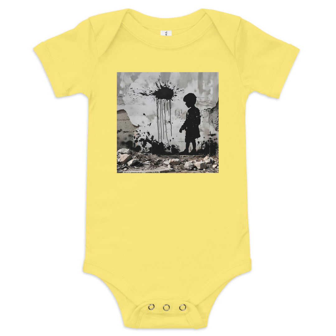Palestine Wall - Baby Short Sleeve One Piece, Yellow