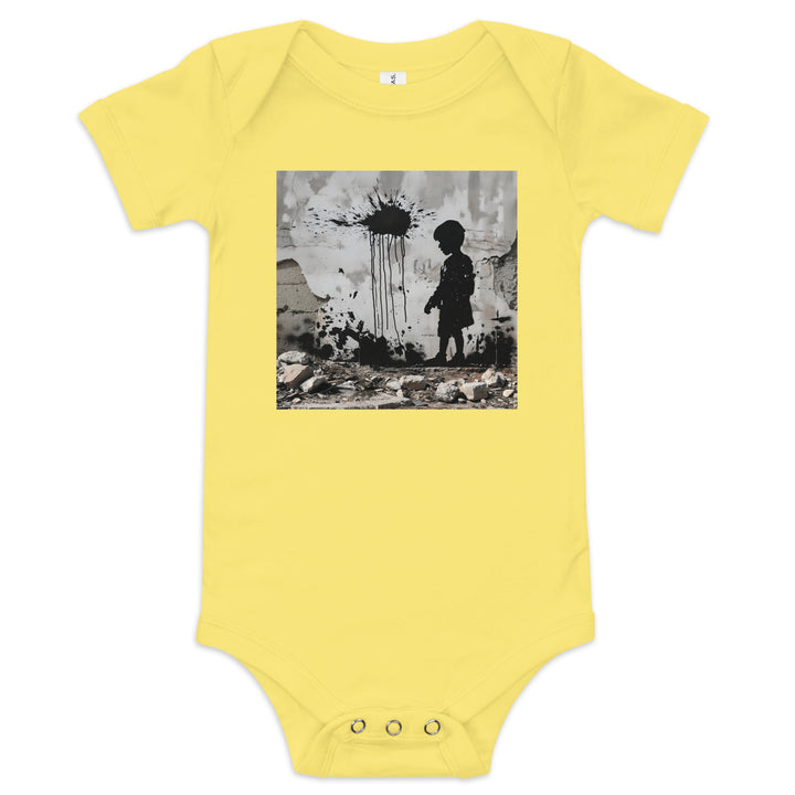 Palestine Wall - Baby Short Sleeve One Piece, Yellow