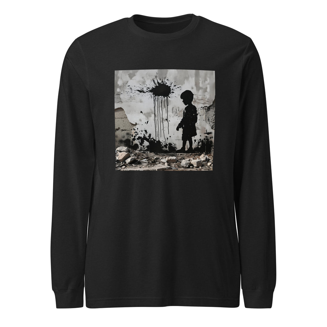 Palestine Wall - Men’s Long Sleeve Shirt, Black Heather