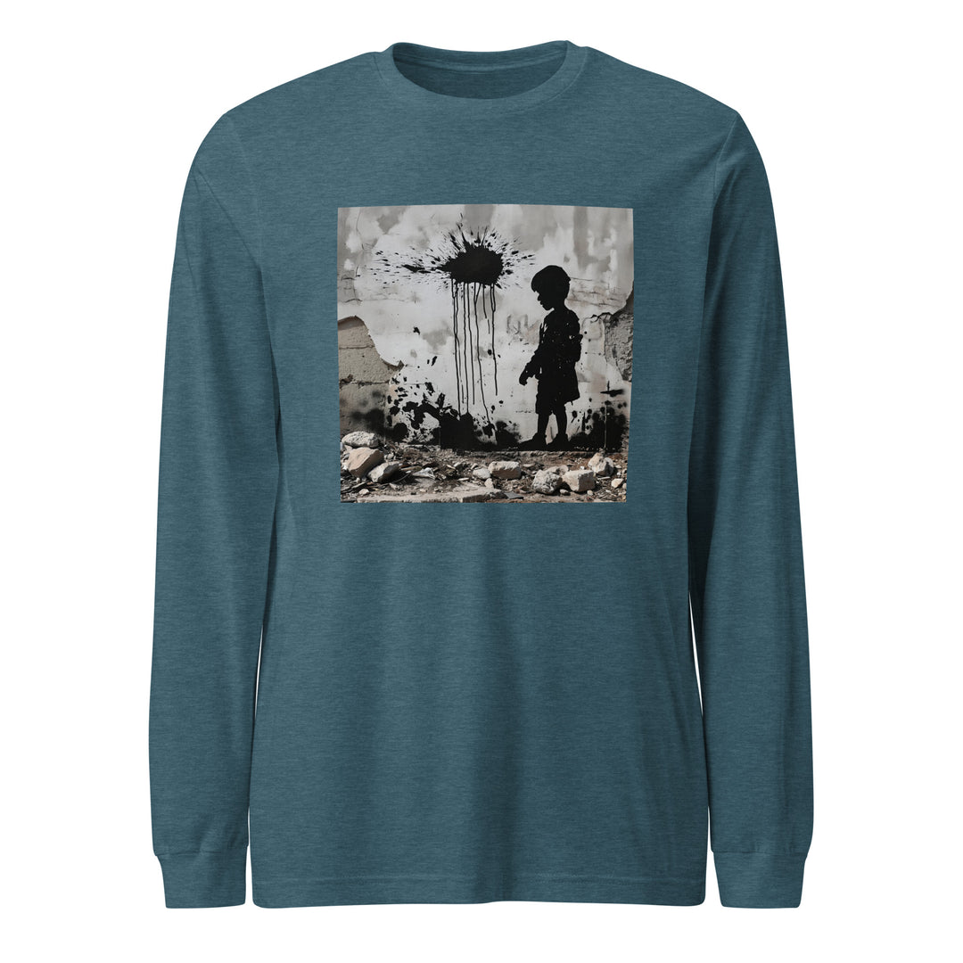 Palestine Wall - Men’s Long Sleeve Shirt, Heather Deep Teal