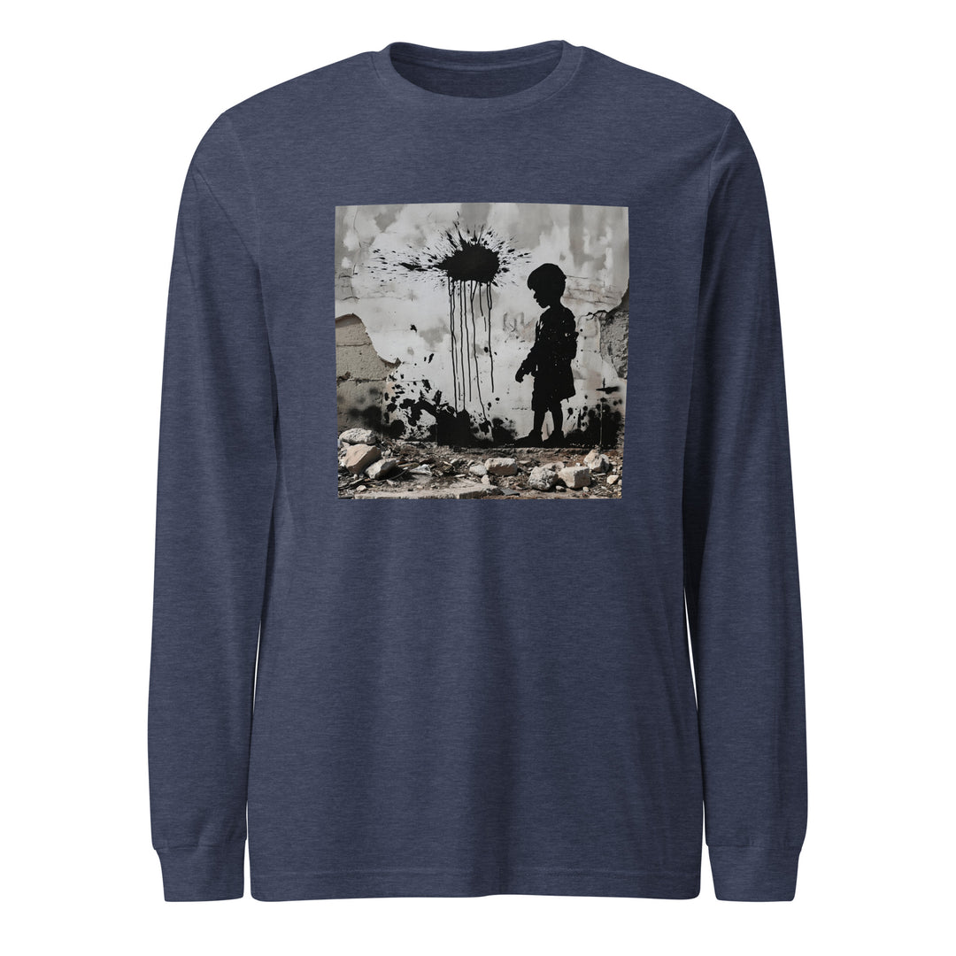 Palestine Wall - Men’s Long Sleeve Shirt, Heather Navy