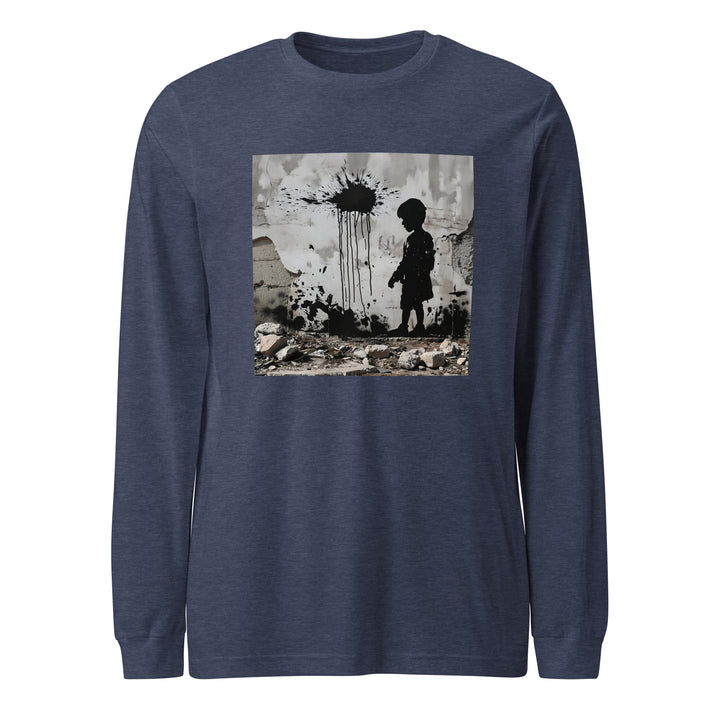 Palestine Wall - Men’s Long Sleeve Shirt, Heather Navy
