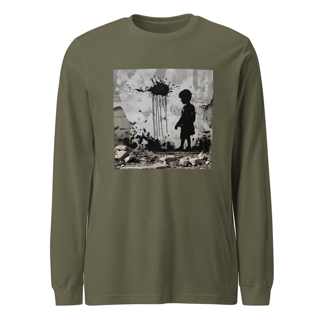 Palestine Wall - Men’s Long Sleeve Shirt, Military Green
