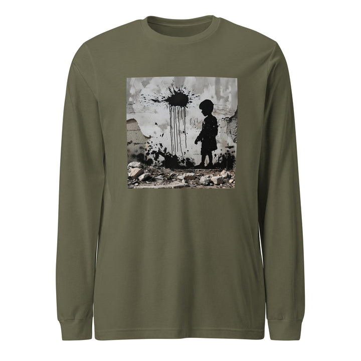 Palestine Wall - Men’s Long Sleeve Shirt, Military Green
