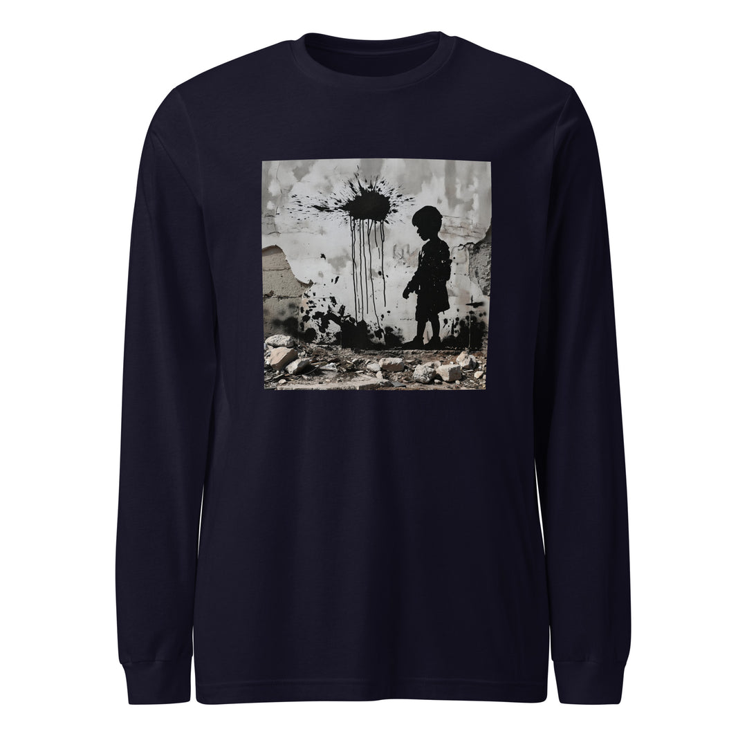 Palestine Wall - Men’s Long Sleeve Shirt, Navy