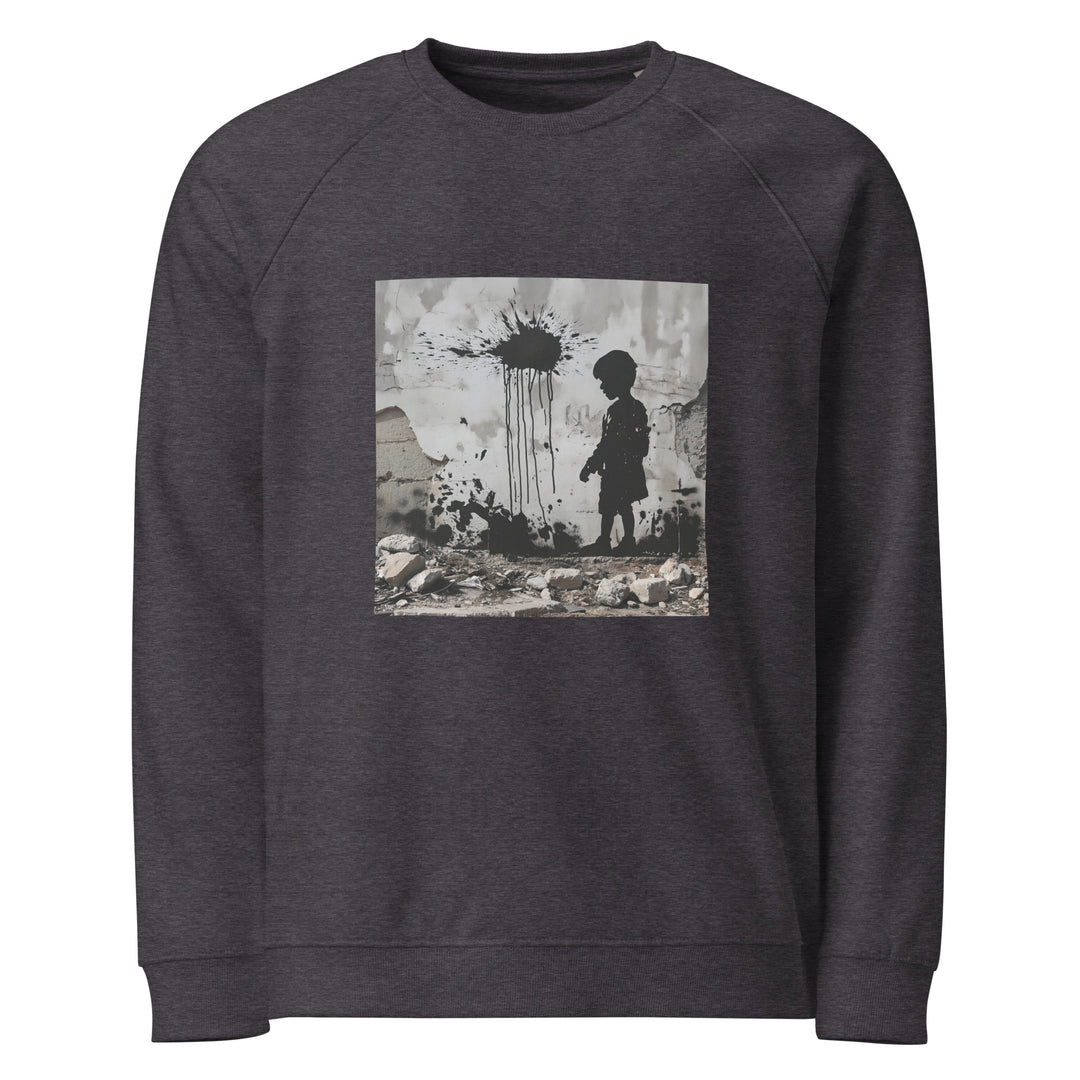 Palestine Wall - Men’s Organic Raglan Sweatshirt, Charcoal Melange